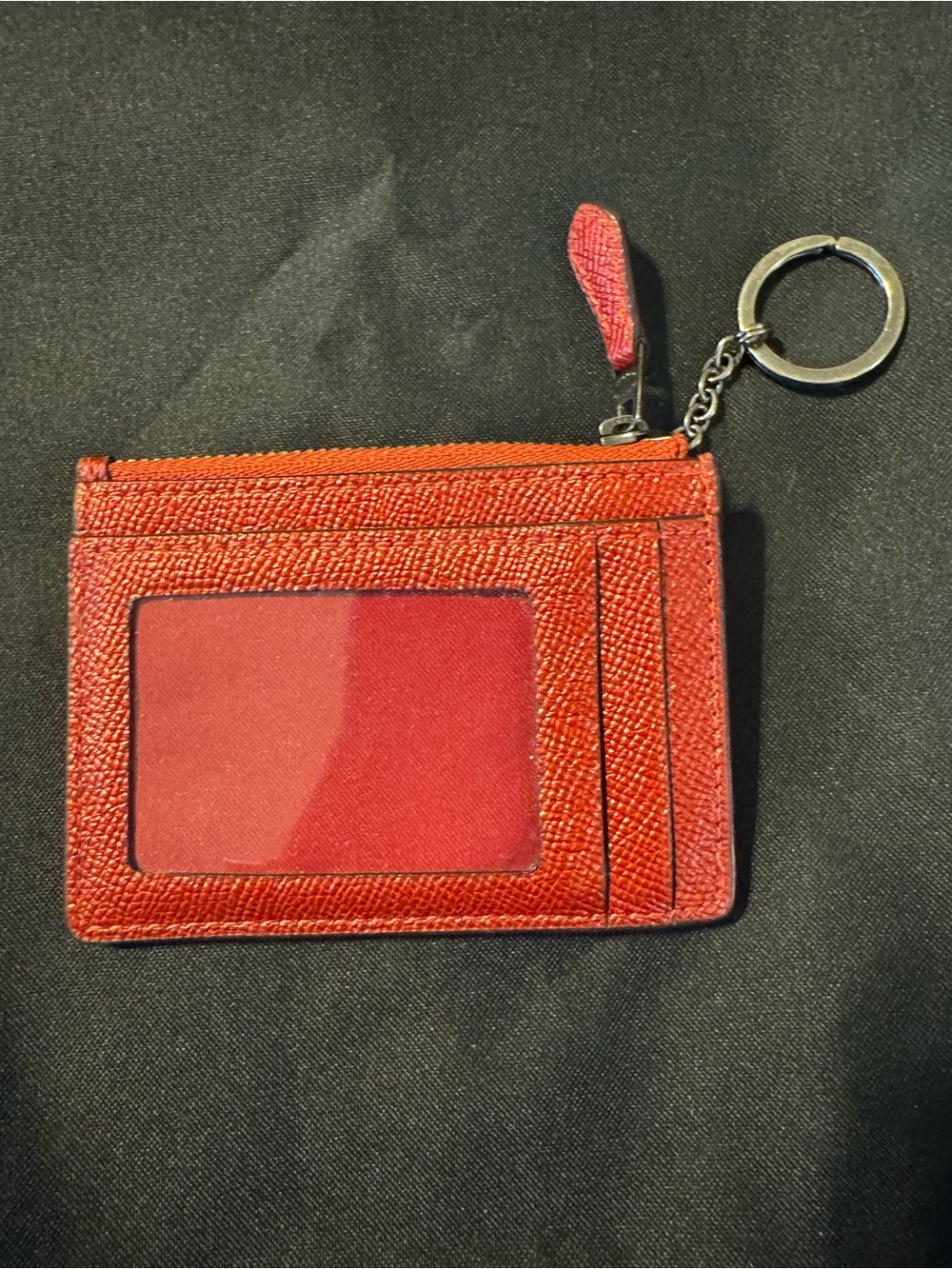 Coach Red Textured Leather Card Case - Picture 3 of 5